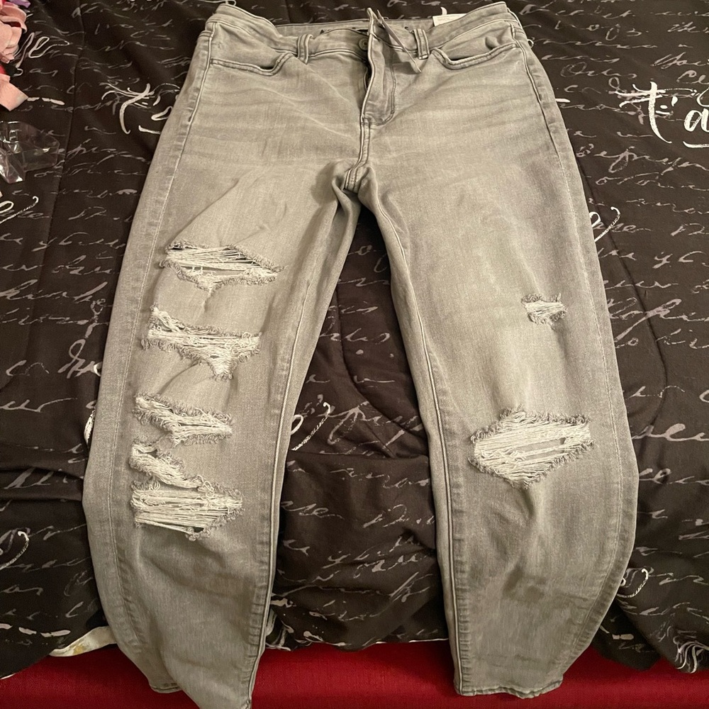 Grey American Eagle Ripped Jeans